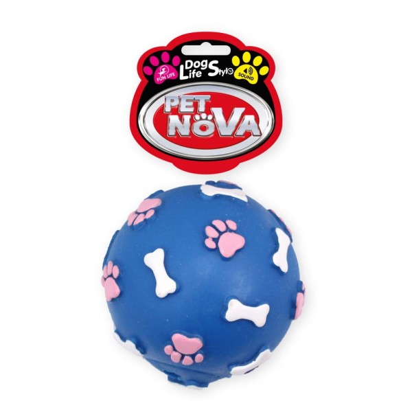 Zabawka dla psa piłka z piszczałką w łapki 9cm niebieska Pet Nova