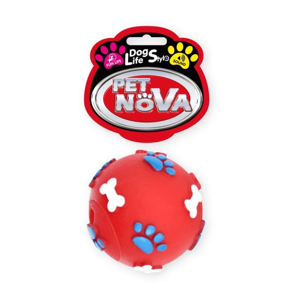 Zabawka dla psa piłka z piszczałką w łapki 6cm czerwona Pet Nova