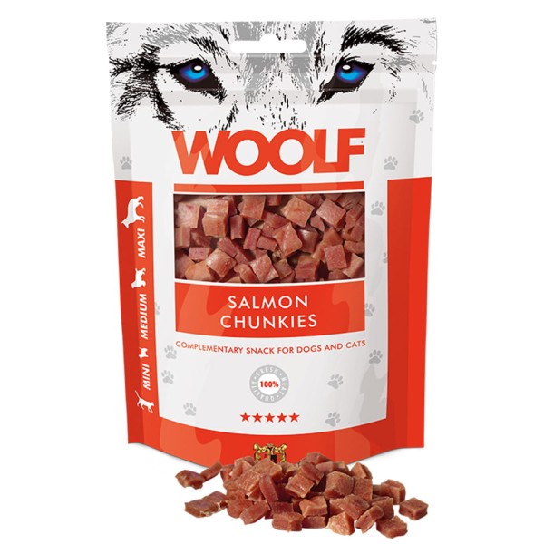 WOOLF N SALMON CHUNKIES 100g przysmak dla psa kawałki łososia