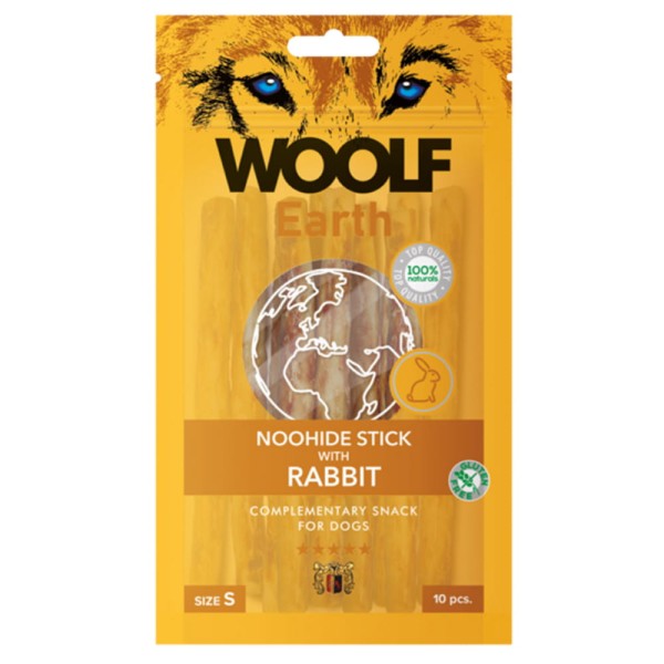 WOOLF EARTH NOOHIDE S STICK WITH RABBIT przysmak dla psa patyk z królika