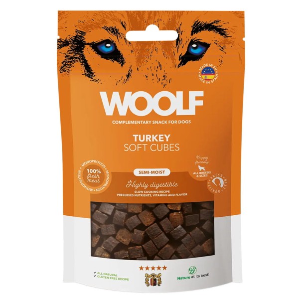 WOOLF SOFT CUBESTURKEY MONOPROTEIN 100g przysmak dla psa z indyka