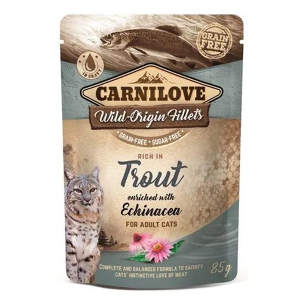 CARNILOVE CAT POUCH TROUT&ECHINACEA 85g karma mokra dla kotów