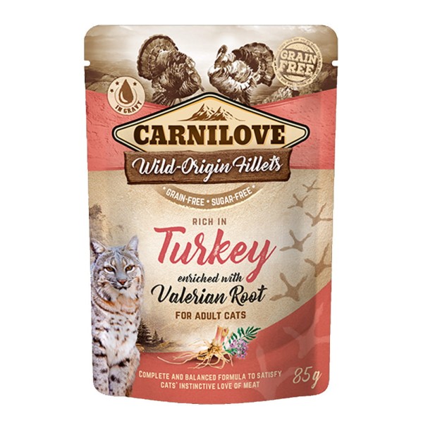 CARNILOVE CAT POUCH TURKEY VALERIAN 85g karma mokra dla kotów