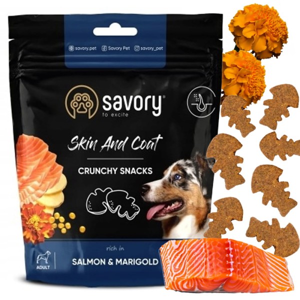 SAVORY DOG CRUNCHY SNACKS SKIN&COAT SALMON&MARIGOLD 200g przysmak dla psa