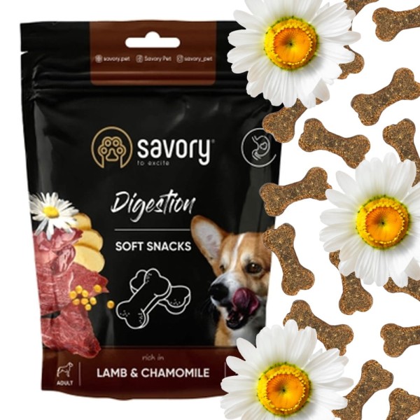 SAVORY DOG SOFT SNACKS DIGESTION LAMB&CHAMOMILE przysmak dla psów 200g