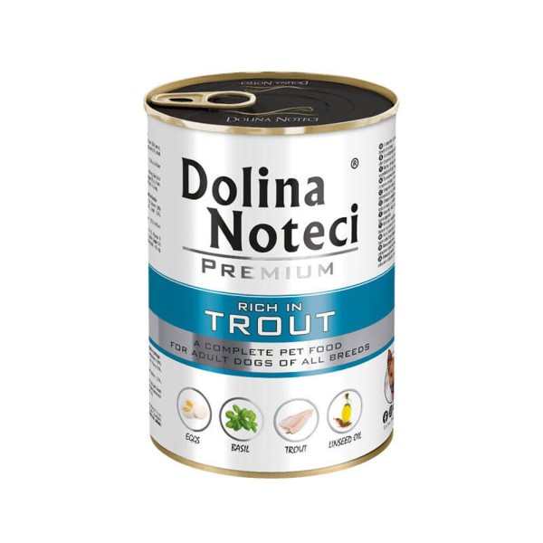 DOLINA NOTECI PREMIUM PSTRĄG 400g mokra karma dla psa