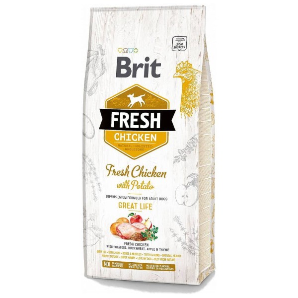 BRIT FRESH ADULT CHICKEN&POTATO 12kg karma dla psa bezzbożowa