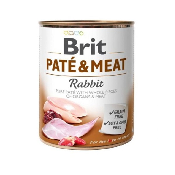 BRIT PATE & MEAT RABBIT 800g karma mokra dla dorosłych psów królik