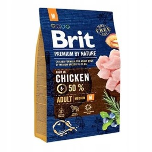 BRIT PREMIUM BY NATURE M ADULT CHICKEN 3kg karma dla psów dorosłych średnich ras