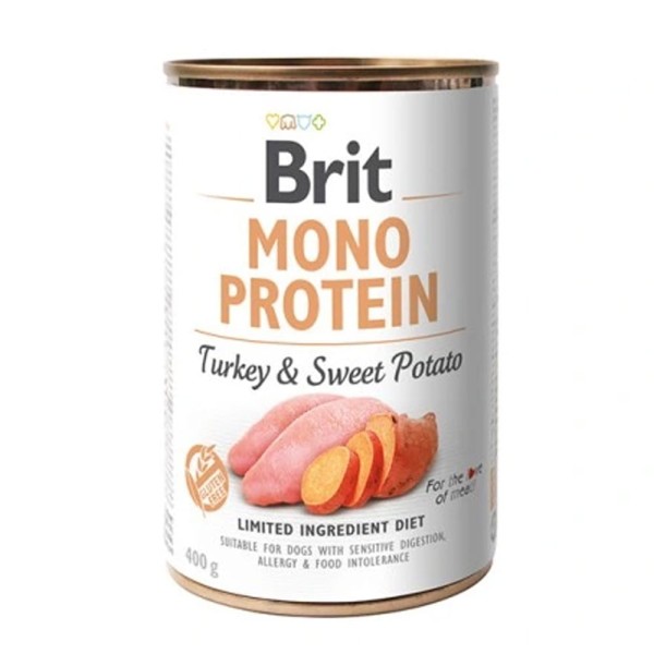 BRIT MONO PROTEIN turkey & sweet potato INDYK karma mokra dla psa 400G