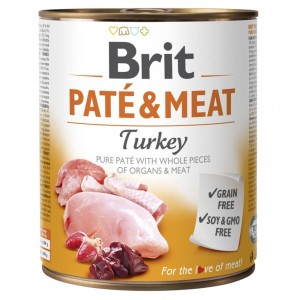 BRIT PATE & MEAT TURKEY 800g karma mokra dla dorosłych psów indyk