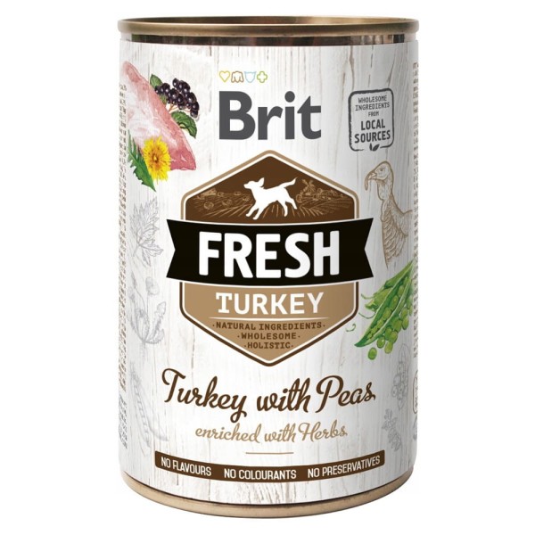 BRIT FRESH 400g TURKEY&PEAS karma mokra dla dorosłych psów