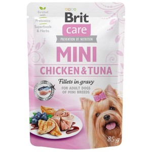 BRIT CARE MINI POUCH CHICKEN&TUNA 85g kawałki mięsa w sosie karma mokra dla psa
