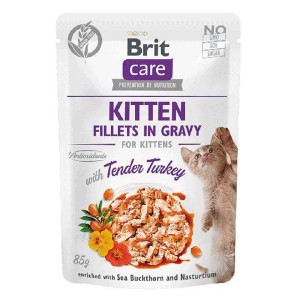 BRIT CARE CAT FG KITTEN TENDER TURKEY POUCH 85g kawałki w sosie karma dla kociąt