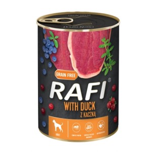 KARMA DLA PSA RAFI Z KACZKĄ,BORÓWKĄ I ŻURAWINĄ 400G mokra karma dla psa
