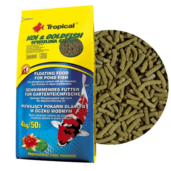 Tropical Koi&Goldfish Spirulina Sticks 50L / 4kg Pokarm dla ryb oczko wodne