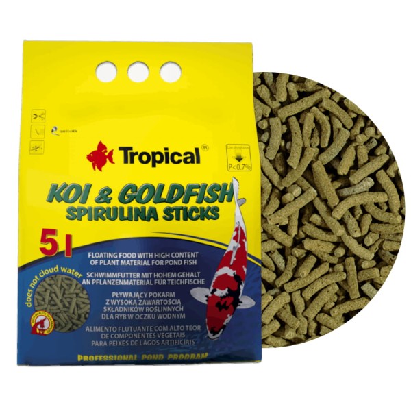 Tropical koi goldfish spirulina sticks 5l/400g - pokarm dla koi