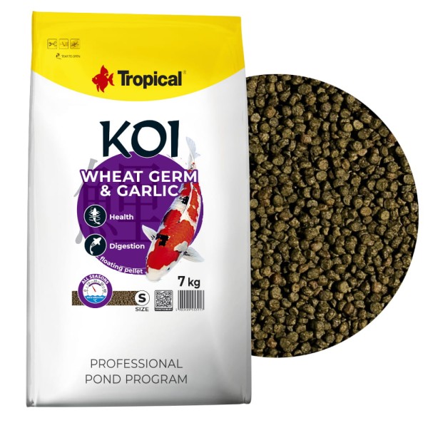 Tropical Koi Wheat Germ&Garlic Pellet S 7kg Pokarm dla ryb oczko wodne