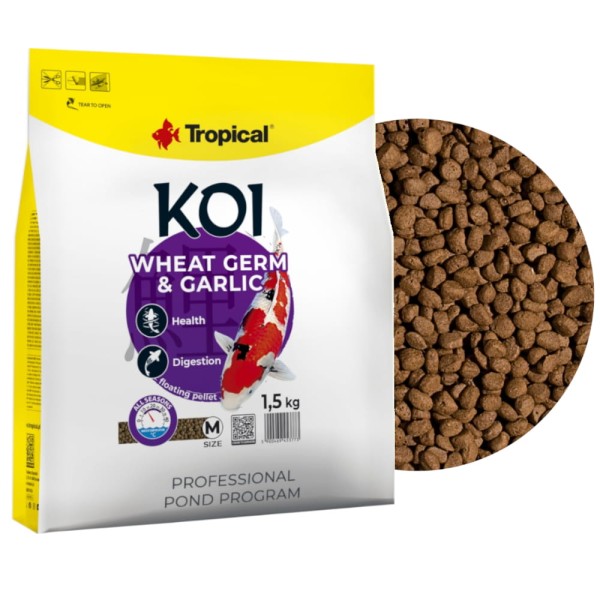 Tropical Koi Wheat Germ&Garlic Pellet M 5L / 1,5kg Pokarm dla ryb oczko wodne