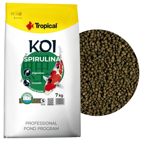 Tropical Koi Spirulina Pellet S 7kg Pokarm dla ryb w oczku wodnym