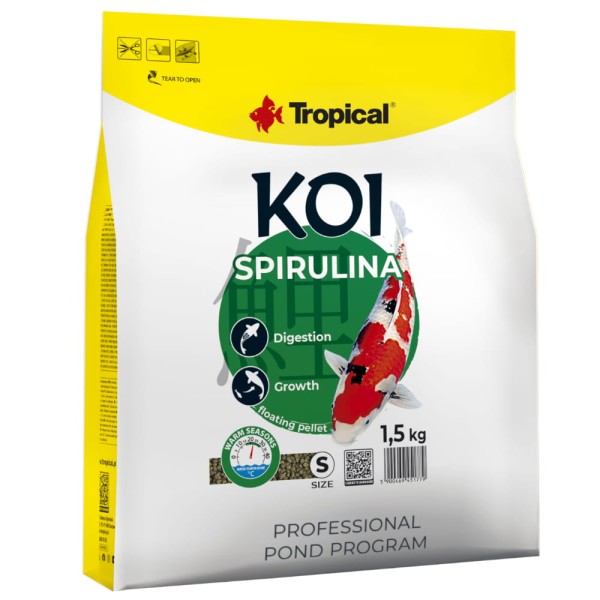 Tropical Koi Spirulina Pellet S 5L / 1,5kg Pokarm dla ryb oczko wodne
