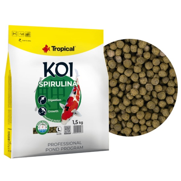 Tropical Koi Spirulina Pellet L 5L / 1,5kg Pokarm dla ryb oczko wodne