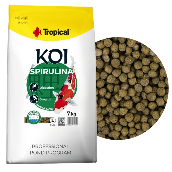 Tropical Koi Spirulina Pellet L 7kg Pokarm dla ryb w oczku wodnym