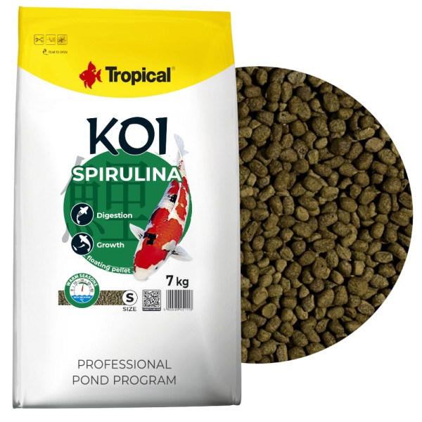 Tropical Koi Spirulina Pellet M 7kg Pokarm dla ryb w oczku wodnym