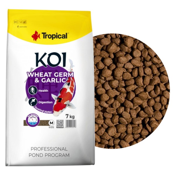 Tropical Koi Wheat Germ&Garlic Pellet M 7kg Pokarm dla ryb oczko wodne