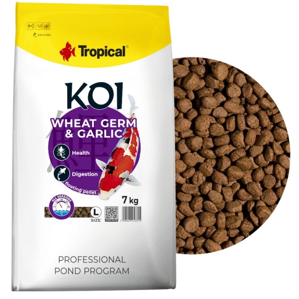 Tropical Koi Wheat Germ&Garlic Pellet L 7kg Pokarm dla ryb oczko wodne