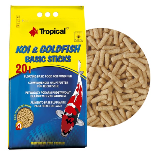 Tropical Koi&Goldfish Basic Sticks 20L / 1,6kg Pokarm dla karpi Koi