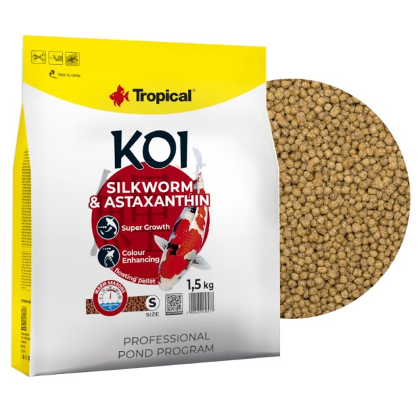 Tropical Koi Silkworm&Astaxanthin S 5L / 1,5kg Pokarm dla karpi Koi