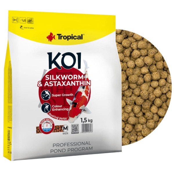 Tropical Koi Silkworm&Astaxanthin M 5L / 1,5kg Pokarm dla karpi Koi