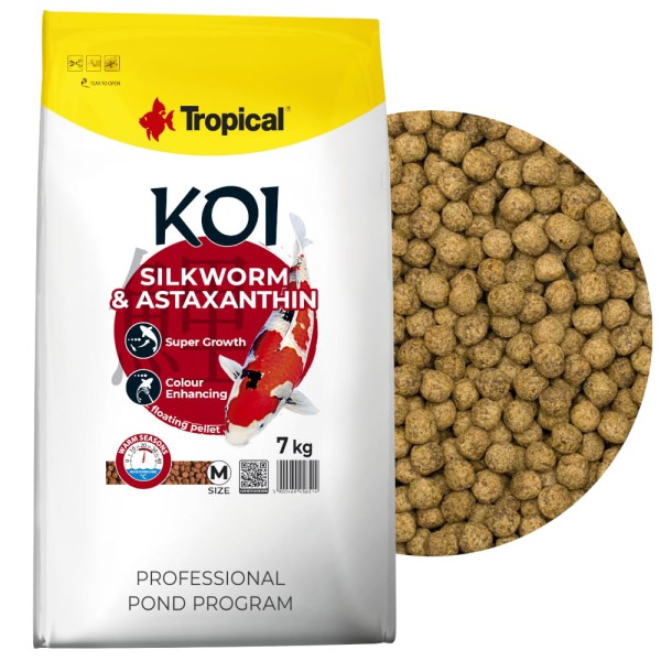 Tropical Koi Silkworm&Astaxanthin M 7kg Pokarm dla karpi Koi