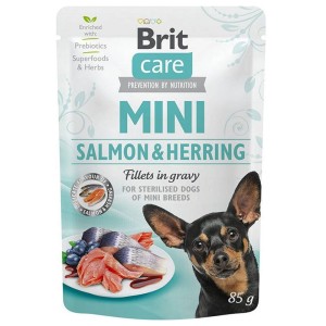BRIT CARE MINI POUCH SALMON&HERRING STERILISED 85g karma mokra dla psa