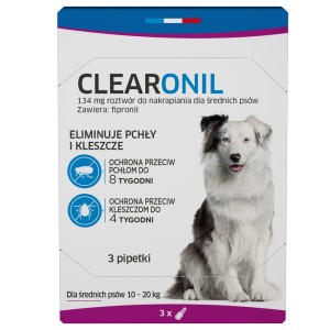 Krople na pchły kleszcze CLEARONIL dla średnich psów 10-20kg