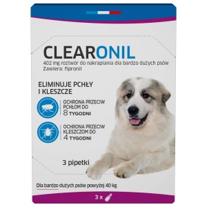 Krople na pchły kleszcze CLEARONIL dla bardzo dużych psów powyżej 40kg