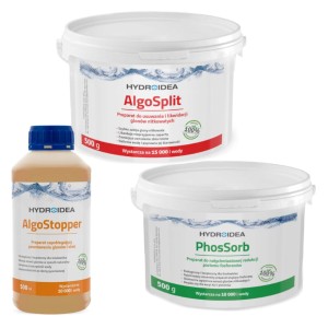 Hydroidea Zestaw do Usuwania Glonów Nitkowatych 10m3 - PhosSorb 500g + AlgoSplit 500g + AlgoStopper 500ml