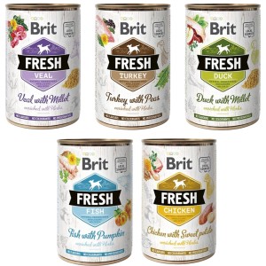 BRIT FRESH ZESTAW 5x400g MIX mokra karma dla psa