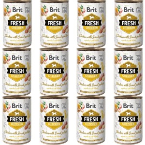 BRIT FRESH ZESTAW 12x400g CHICKEN&SWEET POTATO karma mokra dla dorosłych psów