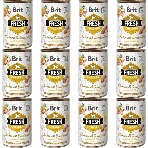 BRIT FRESH ZESTAW 12x400g CHICKEN&SWEET POTATO karma mokra dla dorosłych psów