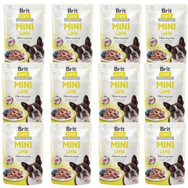 BRIT CARE MINI POUCH LAMB ZESTAW 12x85g kawałki mięsa w sosie karma mokra dla psa