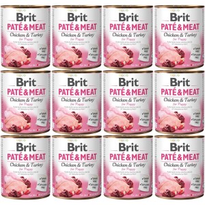 BRIT PATE & MEAT PUPPY PAKIET 12x800g karma mokra dla szczeniąt indyk