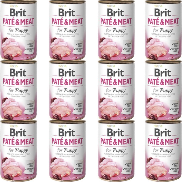 BRIT PATE & MEAT PUPPY ZESTAW 12x400g karma mokra dla szczeniąt indyk