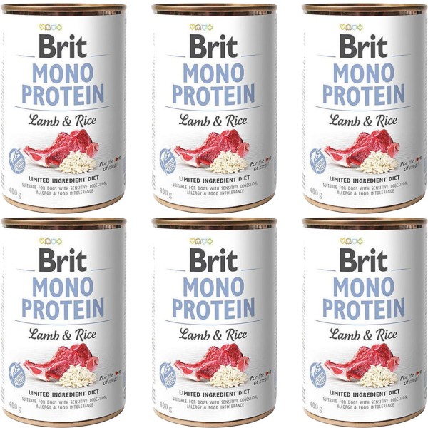 BRIT MONO PROTEIN lamb & rice ZESTAW 6x400g JAGNIĘCINA karma dla psa