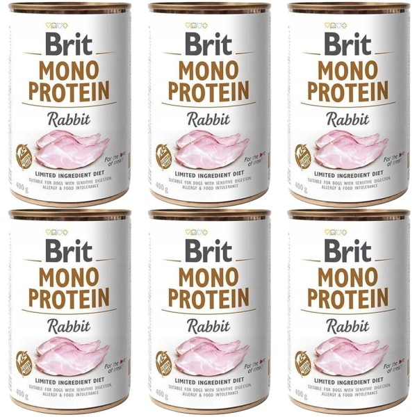 BRIT MONO PROTEIN RABBIT ZESTAW 6x400g królik karma mokra w puszce dla psa