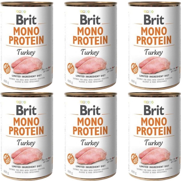 BRIT MONO PROTEIN turkey 6x400g INDYK karma mokra w puszce dla psa