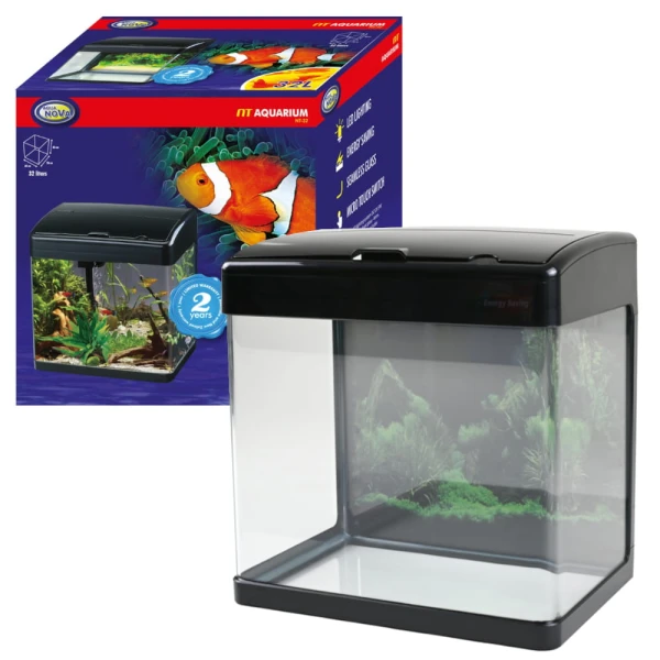 Aqua nova akwarium zestaw led nt-32 czarny wyposażenie