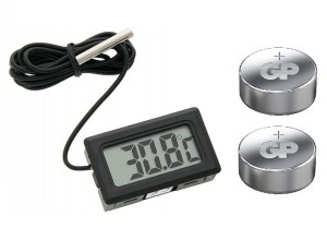 Termometr elektroniczny lcd z sondą do akwarium + baterie