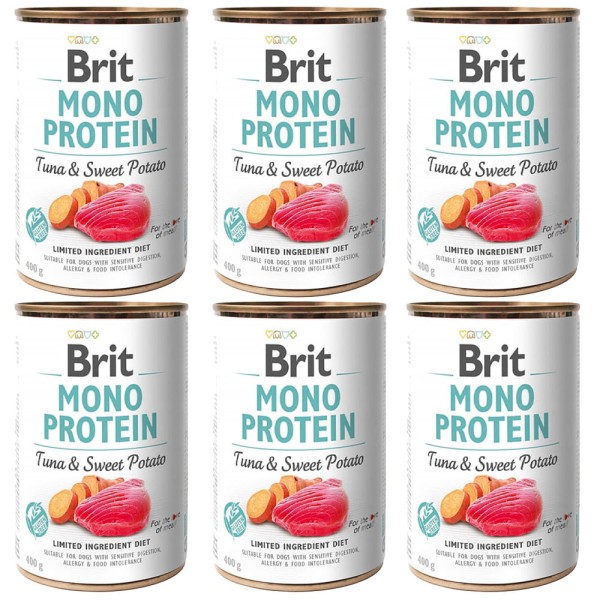 BRIT MONO PROTEIN  zestaw 6x400g tuna&sweet potato TUŃCZYK karma mokra dla psa